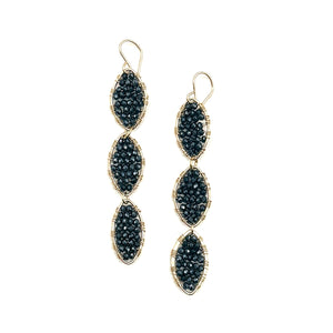 Gold Triple Marquise Dangling Earrings in Midnight