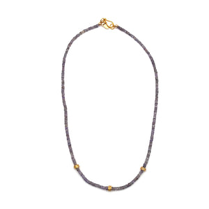 Cornflower Blue Sapphire + Diamond Rondelle Necklace - 16"