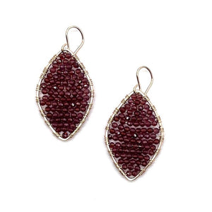 Gold Marquise Earrings in Garnet, Medium