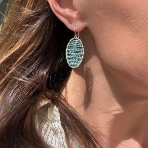 Silver Oval Earrings in Apatite, Medium