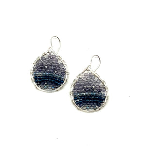 Silver Teardrop Earrings in Iolite Ombre, Small
