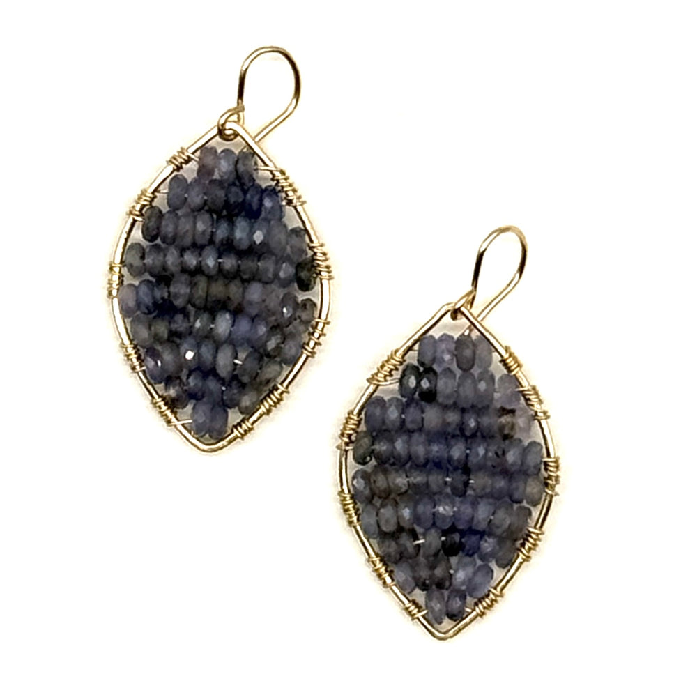 Gold Marquise Earrings in Tanzanite, Medium