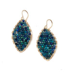 Gold Marquise Earrings in Multi Blues, Medium