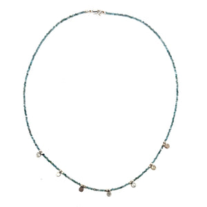 Triple Wrap Bracelet - Apatite + Silver Disks