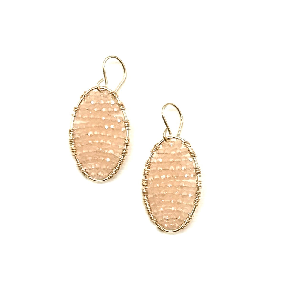 Gold Oval Earrings in Blush, Medium