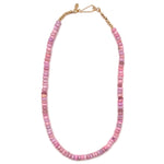 Purple Opal + Gold Beads Necklace - 16"