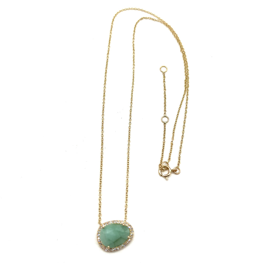 
            
                Load image into Gallery viewer, 14K Gold + Diamond Emerald Necklace
            
        