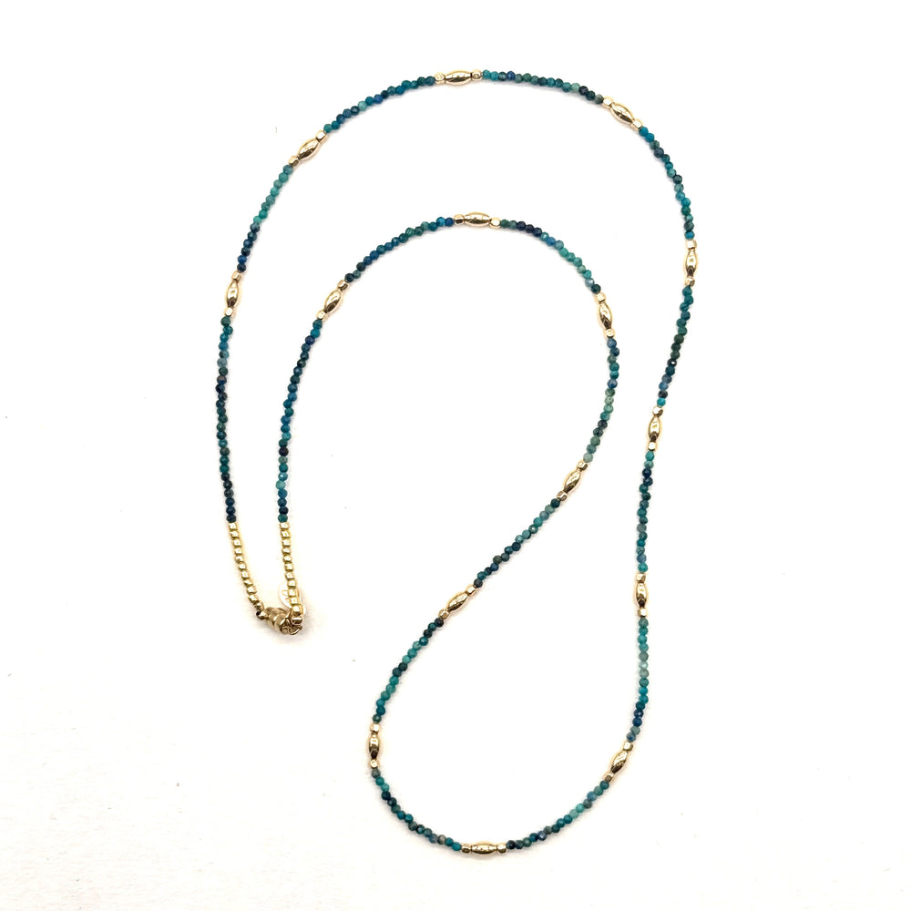 Gold Oval + Chrysocolla Triple Wrap - 20"