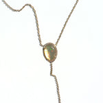 14k Gold + Fire Opal + Diamond Lariat Necklace