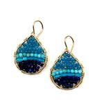 Gold Teardrop Earrings in Blue Lagoon, Small