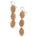 Gold Triple Marquise Dangling Earrings in Blush