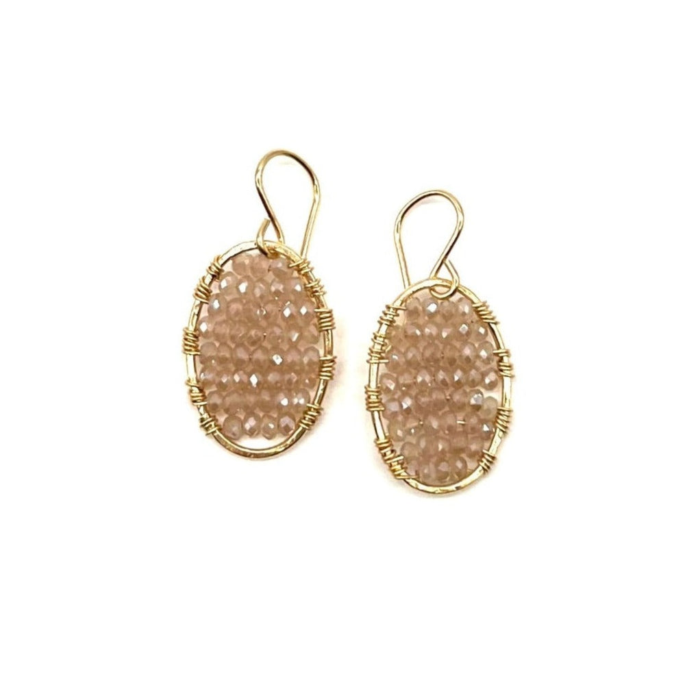 
            
                Load image into Gallery viewer, Gold Oval Earrings in Blush, Small
            
        