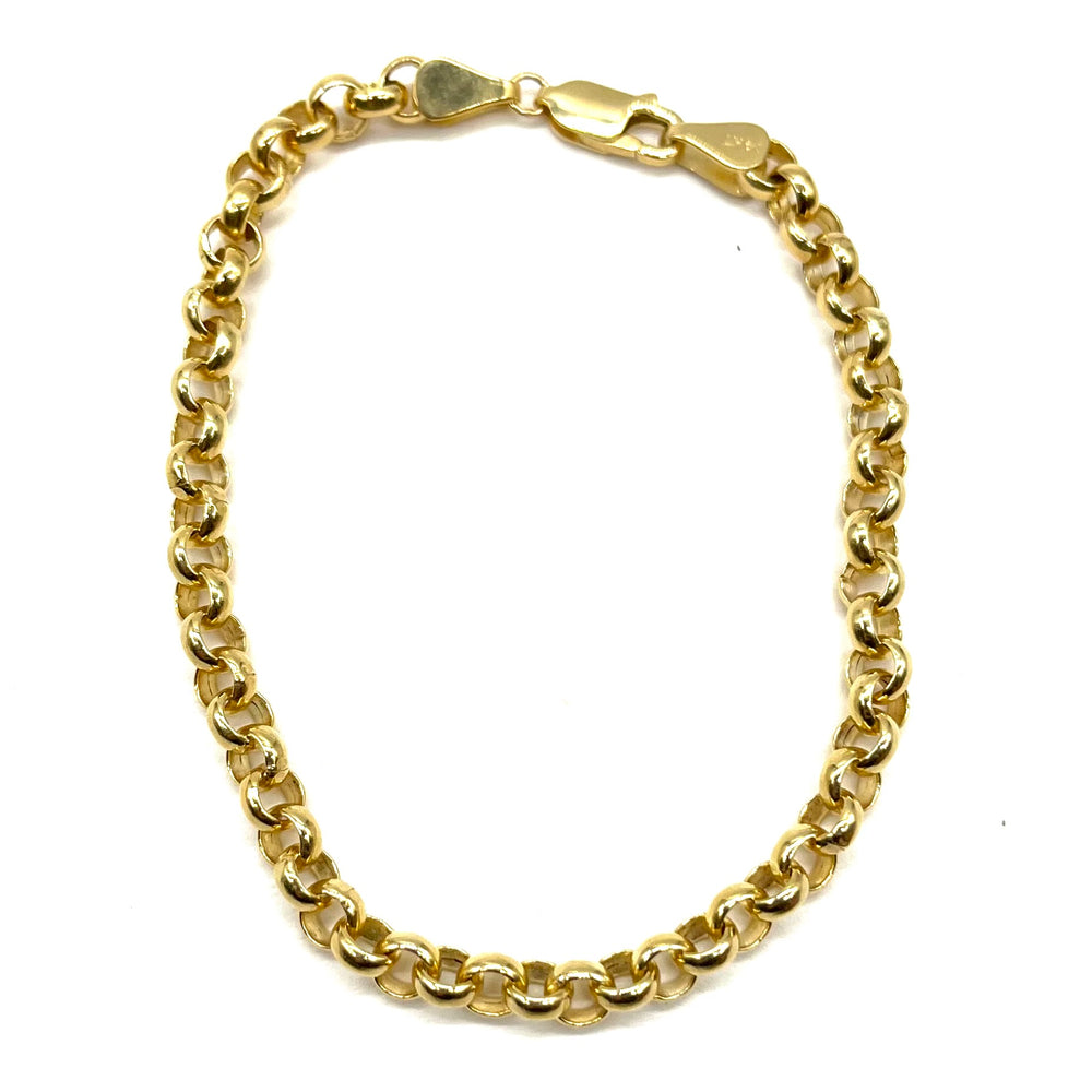 14K Gold Medium Italian Loop Chain Bracelet - 7 3/4 inches