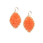 Gold Marquise Earrings in Coral, Medium