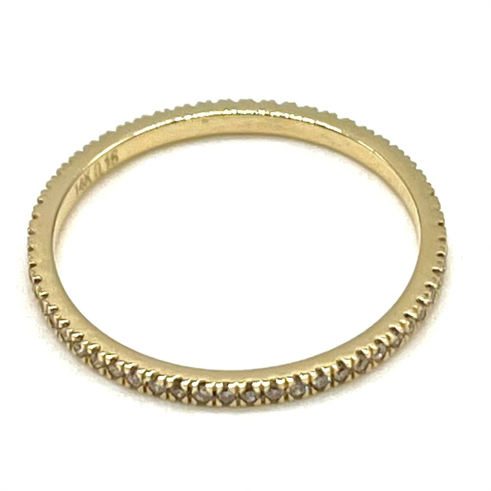 14K Gold Pave Diamond Band Ring - Size 5