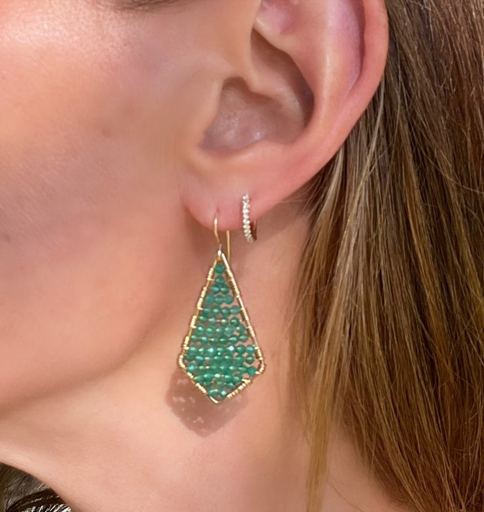 
            
                Load image into Gallery viewer, Gold Arrow Earrings in Green Onyx - Medium
            
        