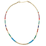 Multi-Color Layering Necklace in Gold - 15"