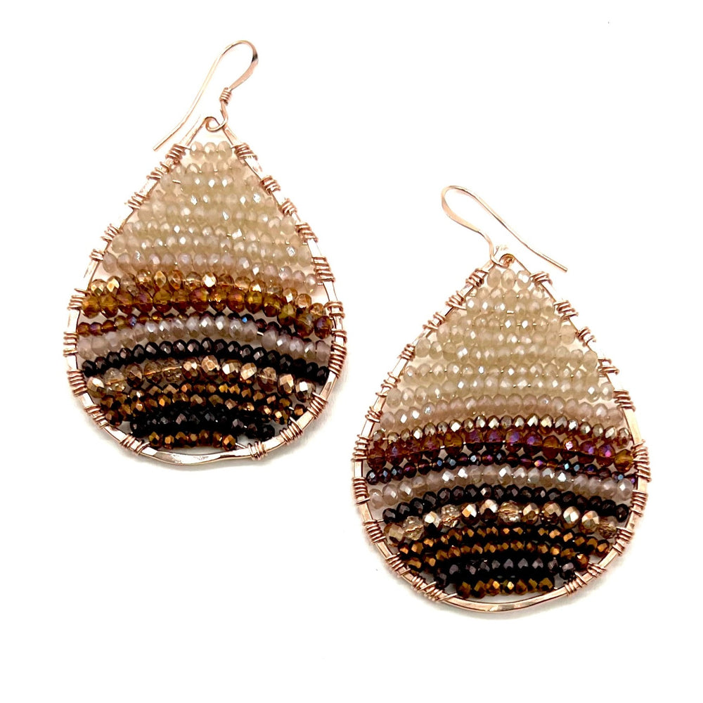 
            
                Load image into Gallery viewer, Rose Gold Teardrops Earrings in Neutral Ombre, Medium
            
        