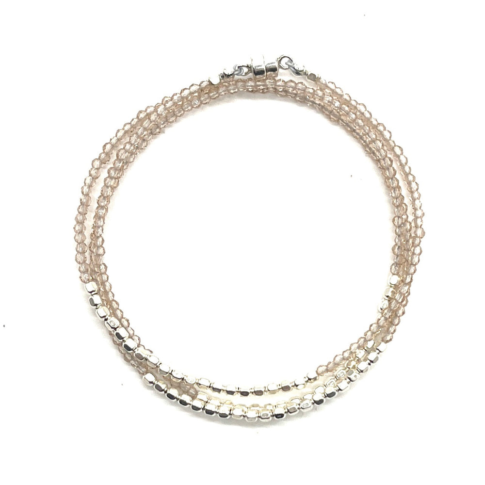 Triple Wrap Bracelet - Shimmer Crystal + Silver