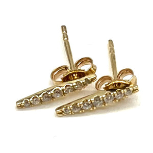 14K Gold Diamond Bar Earrings