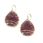 Gold Teardrop Earrings in Raspberry, Petite-Medium