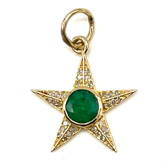 
            
                Load image into Gallery viewer, 14K Gold Emerald Star + Diamond Pendant
            
        