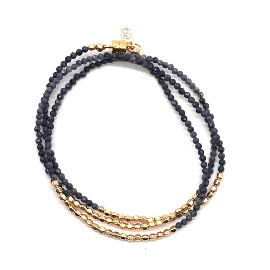 Triple Wrap Bracelet - Sapphire