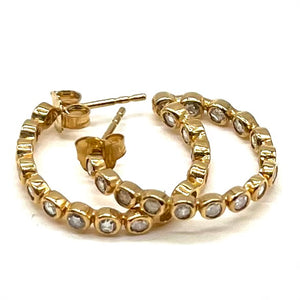 18K Yellow Gold Bezel Rose Cut Diamond Earrings