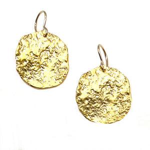 Gold Textured Disk Earrings
