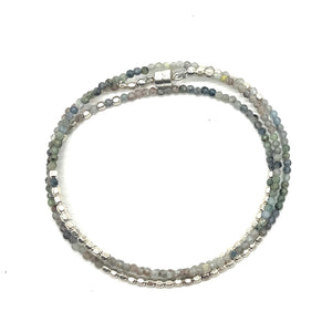 Triple Wrap Bracelet - Shaded Labradorite + Silver