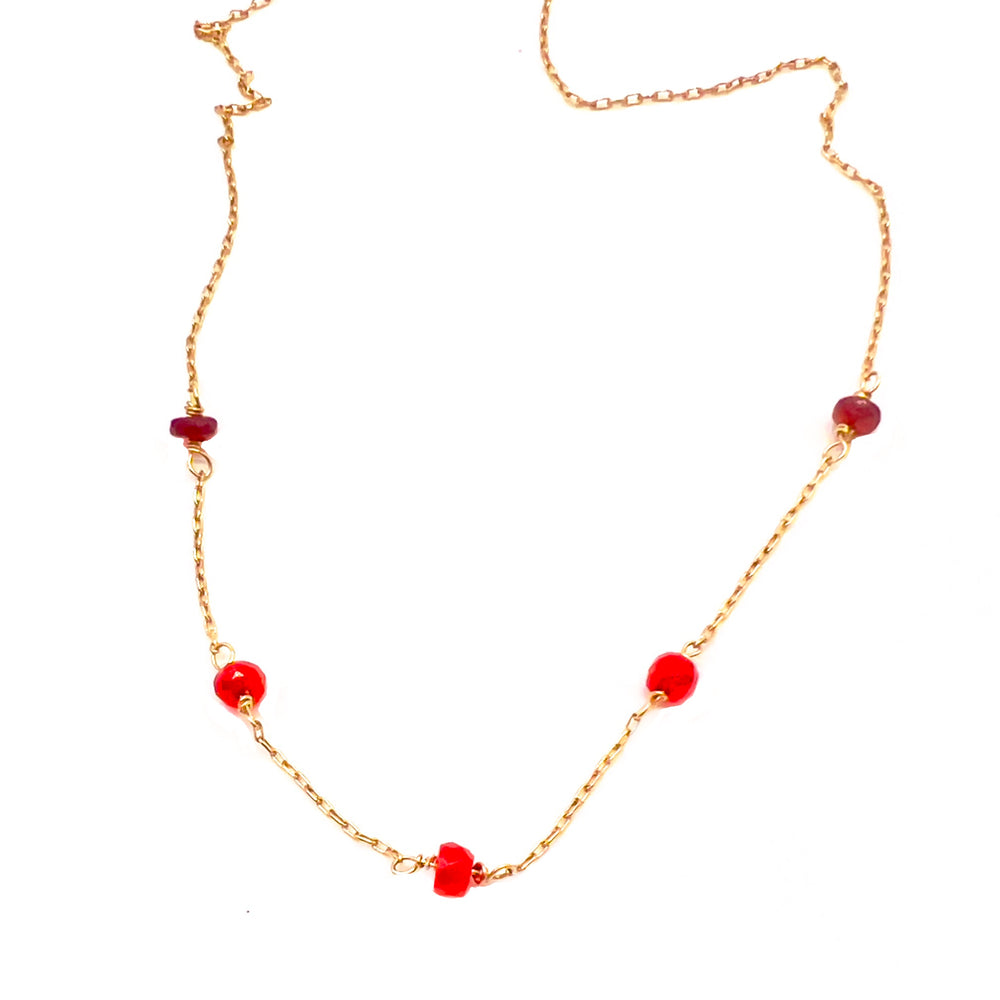 
            
                Load image into Gallery viewer, Opal + Gold Chain Necklace in Scarlet
            
        