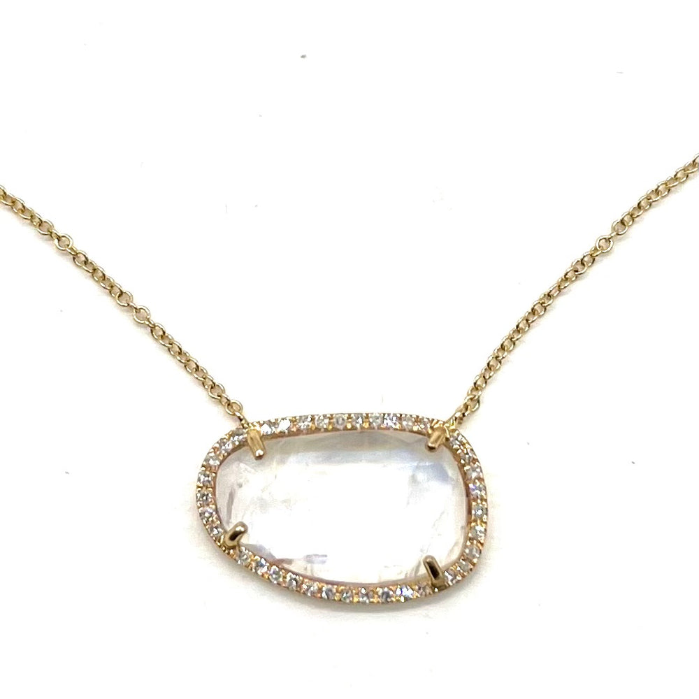 14K Gold + Diamond Moonstone Necklace