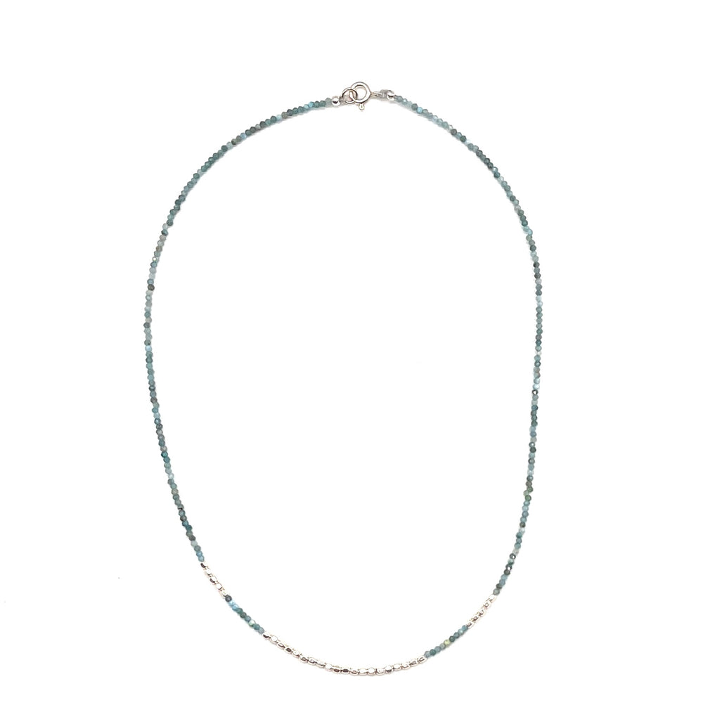 Apatite + Silver Layering Necklace - 16"