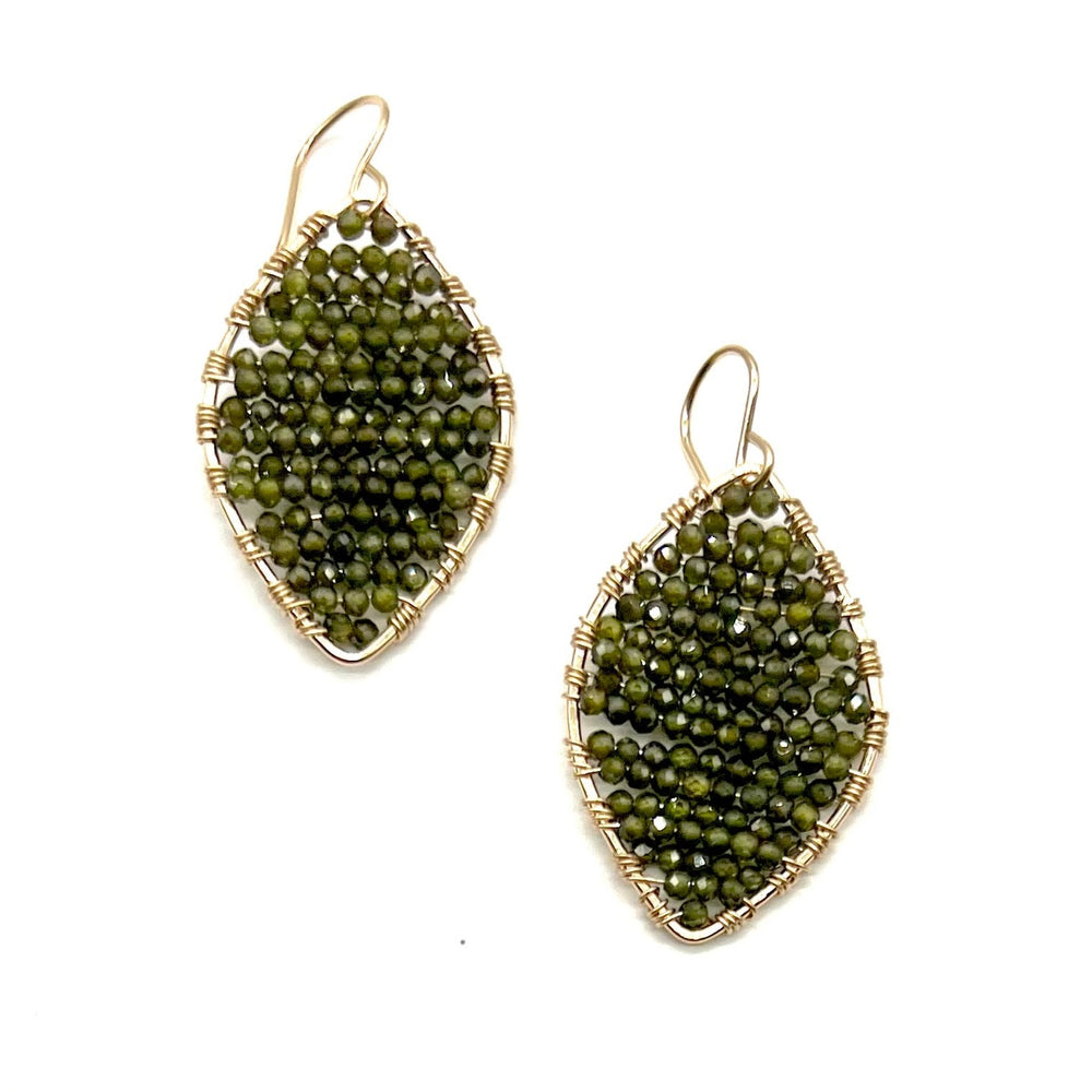 Gold Marquise Earrings in Evergreen, Medium