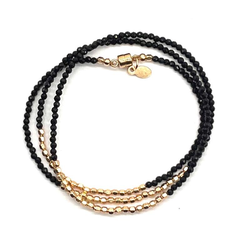 Triple Wrap Bracelet - Jet Black