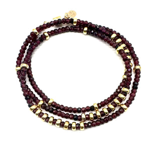 Triple Wrap Bracelet - Garnet