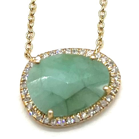 14K Gold + Diamond Emerald Necklace