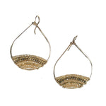 Gold Semi-Beaded Teardrop Earrings, Large