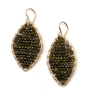 Gold Marquise Earrings in Evergreen, Medium