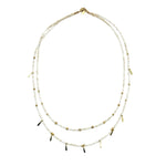 Double Strand White Turquoise + Paddles Necklace - 18.5"