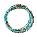 Quintuple Wrap Bracelet - Turquoise + Gold Pyrite