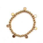 Gold Bead + Disc Stretch Bracelet - 5 mm