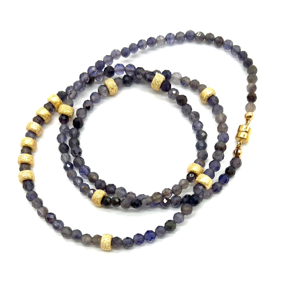 Triple Wrap Bracelet - Iolite + Gold Stardust
