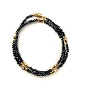 Triple Wrap Bracelet - Midnight + Gold