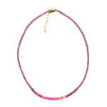 Pink Opal + Ruby Necklace - 15"