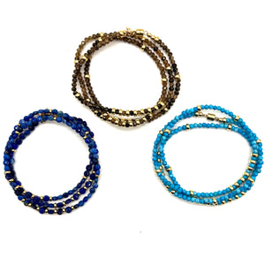 Triple Wrap Bracelet - Zircon + Gold