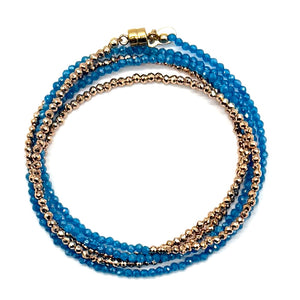 Quintuple Wrap Bracelet - Apatite + Gold Pyrite