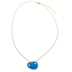 14K Gold + Diamond Turquoise Necklace