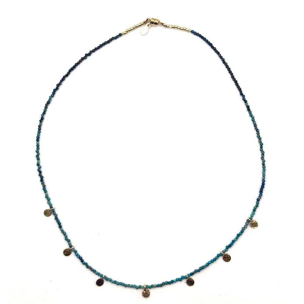 Gold Disk + Chrysocolla Necklace - 16"