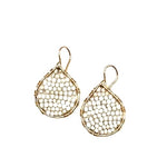 Gold Teardrop Earrings in White Turquoise, Small